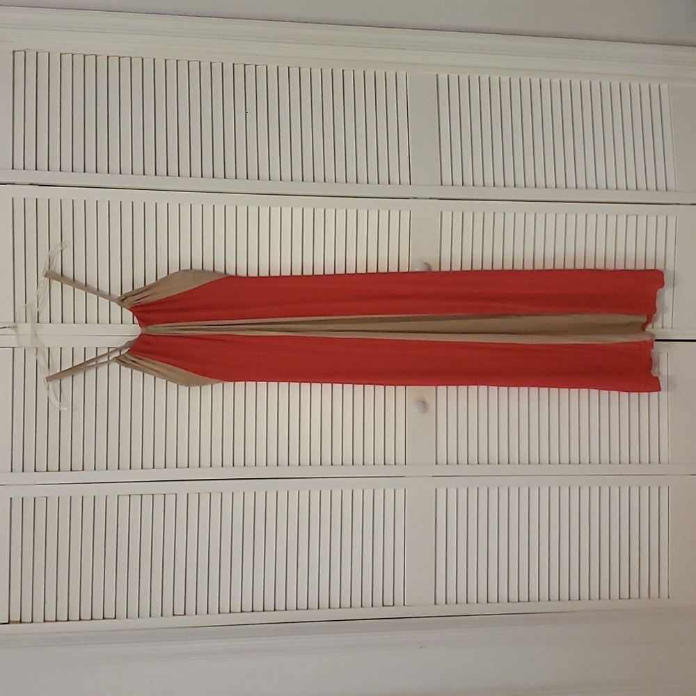 Maxi Dress, M, Medium. Beige and Salmon.